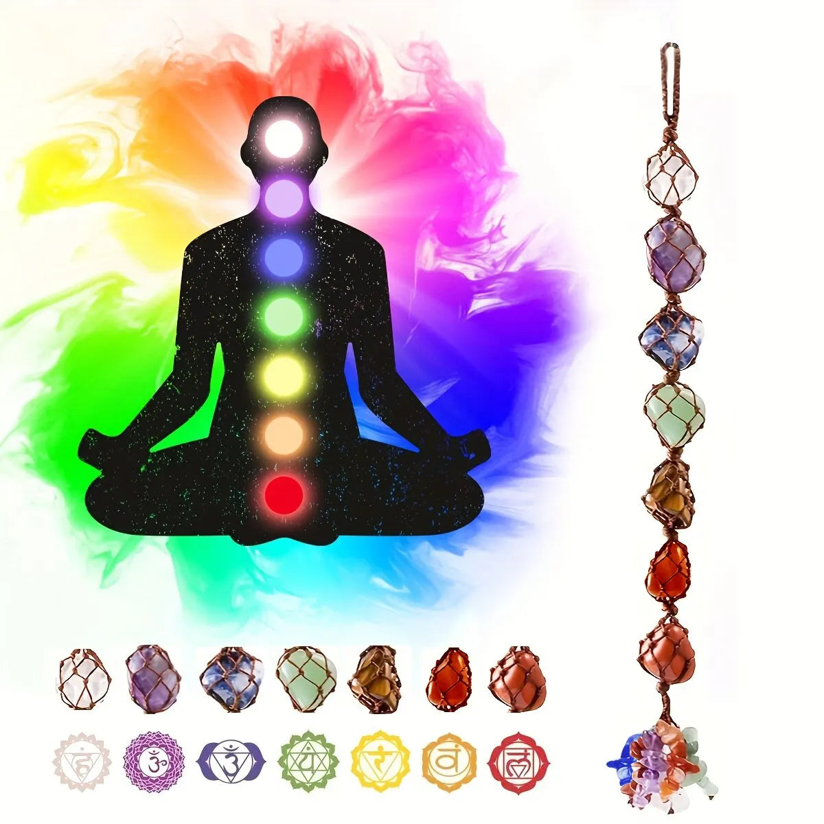 Handmade Healing Crystal Window Car Charm 7 Chakras Home Decoration Accessories Chakra Balancing Reiki Yoga Meditation Car Decor